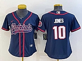 Women's New England Patriots #10 Mac Jones Navy With Patch Cool Base Stitched Baseball Jersey,baseball caps,new era cap wholesale,wholesale hats
